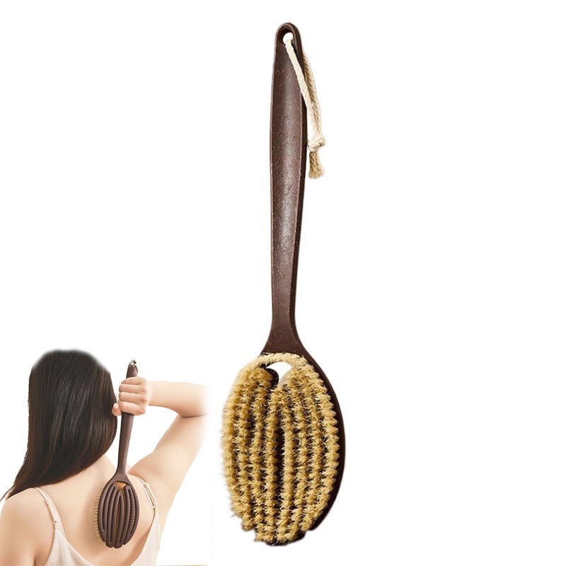 Back Scrubber for Shower,14.4" Coconut Fiber Bristle Bath Brush for Men and Women,Shower Back Scrubber Body Washer for Bath or Dry Brushing - Image 1